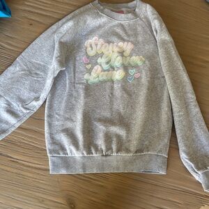 Stoney Clover Lane Gray Sweatshirt with Pastel Multicolor Script